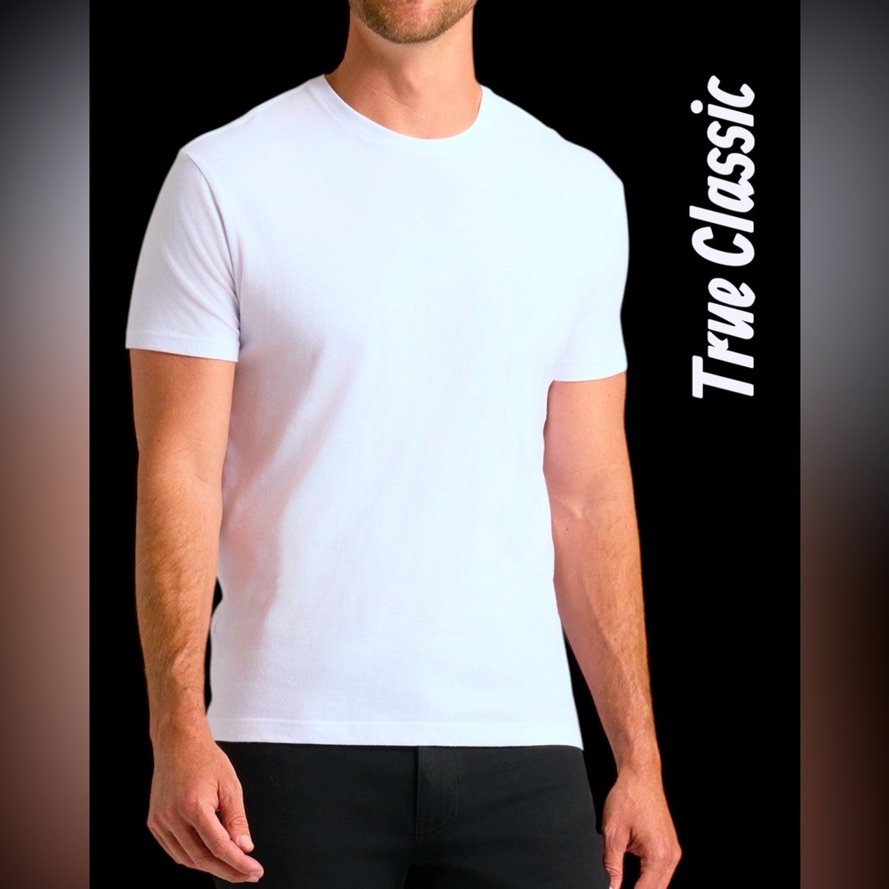 True Classic Men's White Classic Perfect Fit Crew Neck Tee - Size L